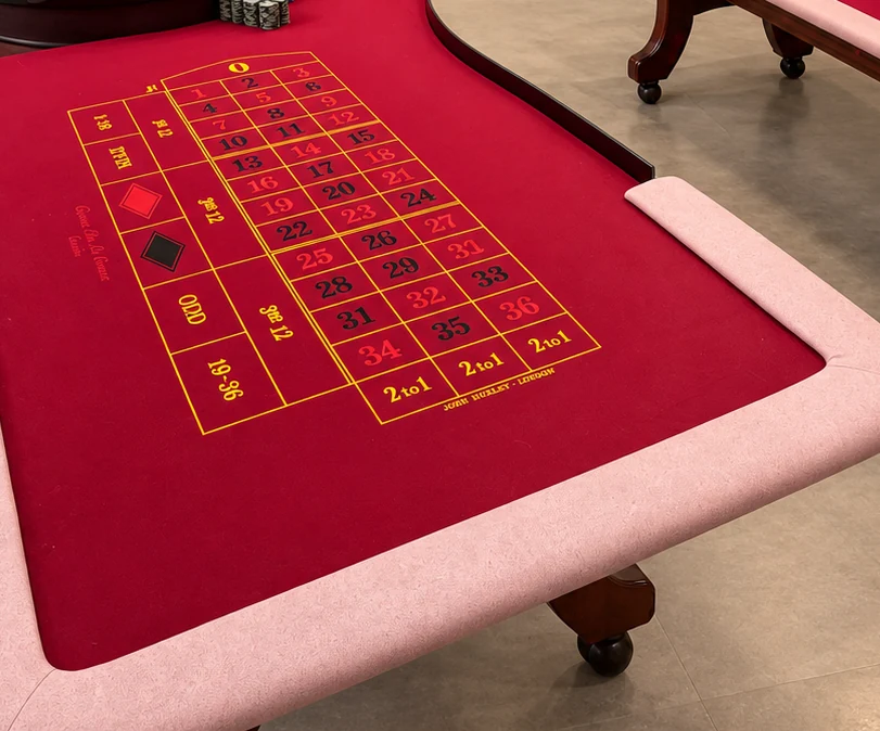 Details of the gold print on our roulette cloth