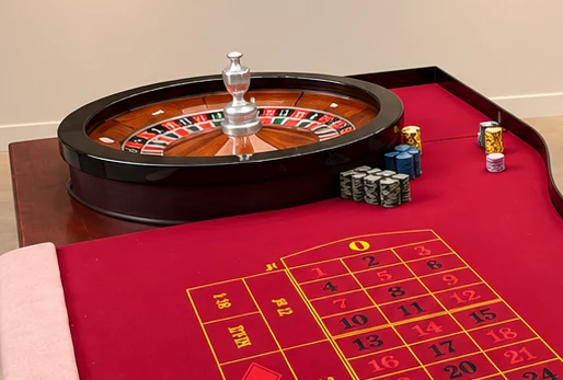Authentic YM Prestige roulette wheel photographed in detail